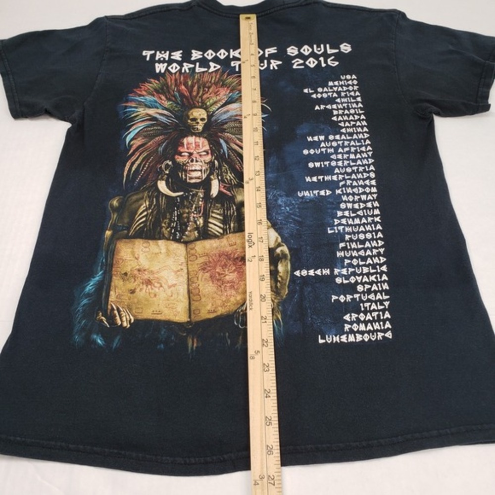 Iron Maiden T-Shirt Mens Medium Black Book of Souls 2016 World Tour Metal Rock - Picture 5 of 13